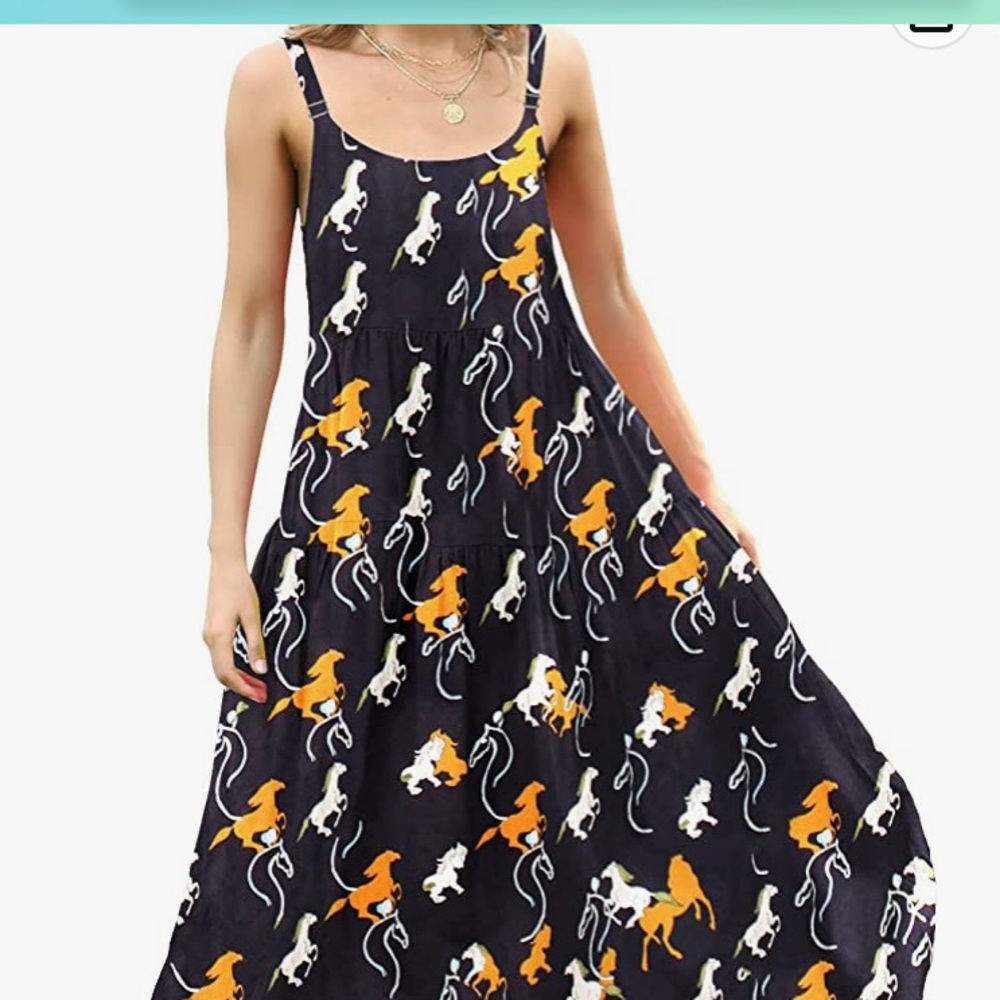 YESNO Spaghetti Strap Long Summer Beach Swing Dress